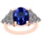 5.72 Ctw VS/SI1 Tanzanite And Diamond Platinum 14K Rose Gold Plated Vintage Style Ring