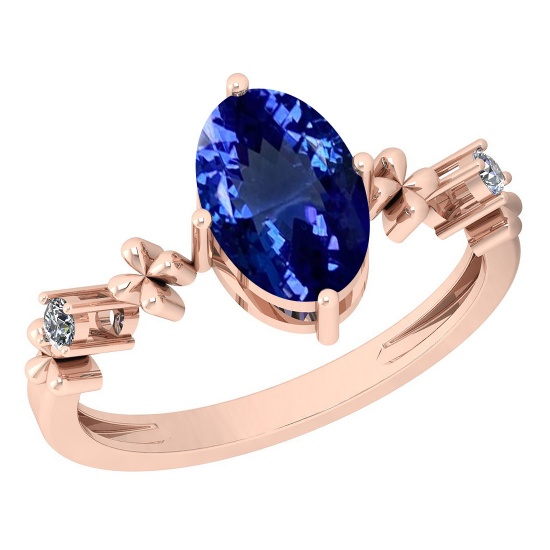 2.73 Ctw VS/SI1 Tanzanite And Diamond 14K Rose Gold Victorian Style Ring