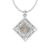 0.70 Ct Natural salt pepper Diamond I2/I3 14k White Gold Pendant