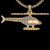 0.32 Ctw SI2/I1 Diamond 14K Yellow And Rose Gold Two Tone Helicopter Pendant