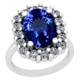 5.05 Ctw VS/SI1 Tanzanite And Diamond Platinum Ring