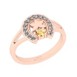 0.22 Ctw I2/I3 Citrine And Diamond 10K Rose Gold Vintage Style Ring