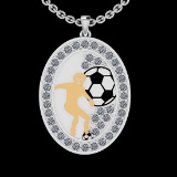 2.15 Ctw SI2/I1 Diamond 14K White And Yellow Gold Gifts For Players Sports Pendant