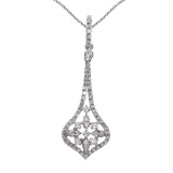 14k White Gold  Diamond Door Knocker Drop Pendant 0.47 CTW