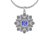 2.41 Ctw VS/SI1 Tanzanite And Diamond 14K White Gold Vintage Style Pendant