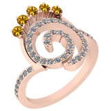 0.96 Ctw VS/SI1 Yellow Sapphire And Diamond 14K Rose Gold Ring