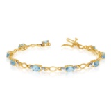 14K Yellow Gold Oval Aquamarine and Diamond Bracelet 2.93 CTW