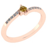 0.20 Ct Natural Yellow Diamond I2/I3And White Diamond I2/I3 14k Rose Gold Vintage Style Ring