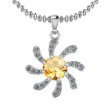 1.75 Ctw Citrine And Diamond I2/I3 14K White Gold Necklace