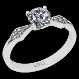 0.70 Ctw I2/I3 Diamond 10K White Gold Vintage Style Ring