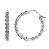 3.40 Ctw I2/I3 Diamond 10k White Gold Hoop Earrings