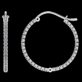 1.18 Ctw SI2/I1 Diamond 14K White Gold Hoop Earrings