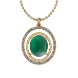 16.83 Ctw VS/SI1 Emerald And Diamond 14K Yellow Gold Pendant