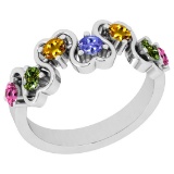 0.70 Ctw SI2/I1 Multi Sapphire ,Tanzanite Style Prong Set 14K White Gold Eternity Band Ring