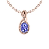 1.27 Ctw VS/SI1 Tanzanite And Diamond 14K Rose Gold Pendant