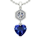 3.66 Ctw SI2/I1 Tanzanite And Diamond Platinum Pandant