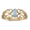 14k Yellow Gold Marquise Aquamarine Filagree Ring 0.16 CTW