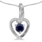 10k White Gold Round Sapphire And Diamond Heart Pendant 0.22 CTW