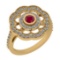 1.09 Ctw VS/SI1 Ruby And Diamond 14K Yellow Gold Engagement Halo Ring
