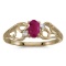 14k Yellow Gold Oval Ruby And Diamond Ring 0.38 CTW