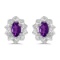 10k White Gold Oval Amethyst And Diamond Earrings 0.37 CTW