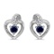 10k White Gold Round Sapphire And Diamond Heart Earrings 0.19 CTW