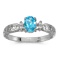 10k White Gold Oval Blue Topaz And Diamond Ring 0.4 CTW