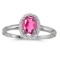 10k White Gold Oval Pink Topaz And Diamond Ring 0.85 CTW