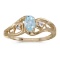 14k Yellow Gold Oval Aquamarine And Diamond Ring 0.3 CTW