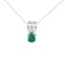 14k White Gold Emerald Pear Pendant with Diamonds