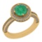 2.13 Ctw I2/I3 Emerald And Diamond 14K Yellow Gold Ring
