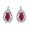 14k White Gold Oval Ruby And Diamond Earrings 0.74 CTW