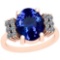5.22 Ctw VS/SI1 Tanzanite And Diamond Platinum 14K Rose Gold Plated Vintage Style Ring