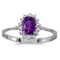 14k White Gold Oval Amethyst And Diamond Ring 0.36 CTW