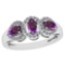 1.00 Ctw Amethyst And Diamond I2/I3 14K White Gold three Stone Ring