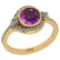 1.58 Ctw I2/I3 Amethyst And Diamond 10K Yellow Gold Engagement Ring
