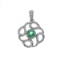 14k White Gold Emerald Diamond Circle Pendant 0.49 CTW