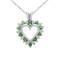 14k White Gold Emerald and Diamond Heart Shaped Pendant