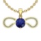 3.88 Ctw I2/I3 Blue Sapphire And Diamond 14K Yellow Gold Necklace
