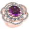 10.06 Ctw Amethyst And Diamond SI2/I1 14k Rose Gold Victorian Style Ring
