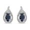 14k White Gold Oval Sapphire And Diamond Earrings 0.8 CTW