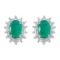 14k White Gold Oval Emerald And Diamond Earrings 0.66 CTW