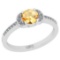 0.68 Ctw I2/I3 Citrine And Diamond 10K White Gold Promises Ring