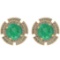 4.44 Ctw I2/I3 Emerald And Diamond 14K Yellow Gold Stud Earrings