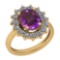 3.28 Ctw I2/I3 Amethyst And Diamond 10K Yellow Gold Vintage Style Ring