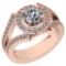 1.58 Ctw VS/SI2 Diamond 14K Rose Gold Halo Ring