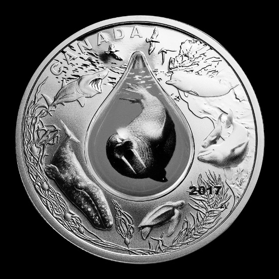 2017 Canada 1 oz Silver Underwater Life 3D Water Droplet