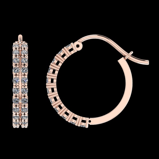 0.61 Ctw SI2/I1 Diamond 14K Rose Gold Hoop Earrings