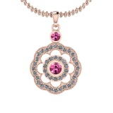 1.03 Ctw VS/SI1 Pink Sapphire And Diamond 14K Rose Gold Pendant Necklace