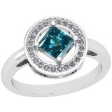1.25 Ctw I2/I3 Treated Fancy Blue And White Diamond Platinum Ring